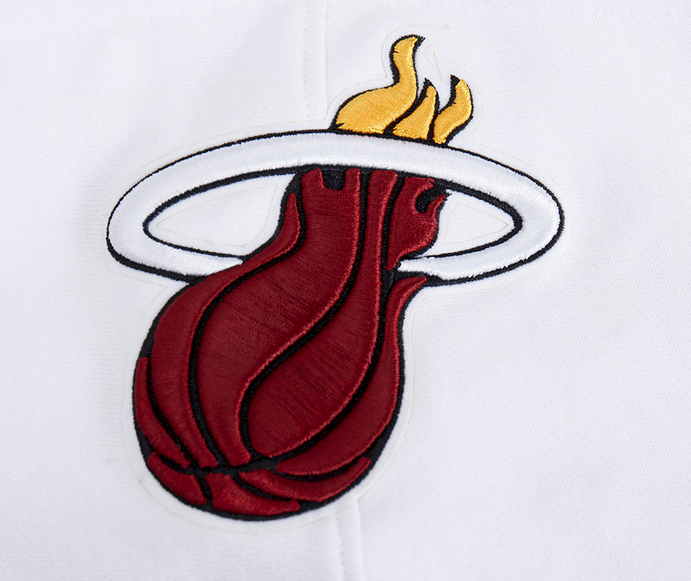 NBA MIAMI HEAT SCRIPT TAIL CHANDAIL À CAPUCHON EN MOLLETON CÔTELÉ POUR HOMME (BLANC/NOIR)
