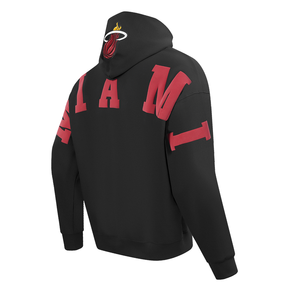 NBA MIAMI HEAT WINGSPAN MEN'S DROP SHOULDER FLEECE PULLOVER HOODIE (BLACK)