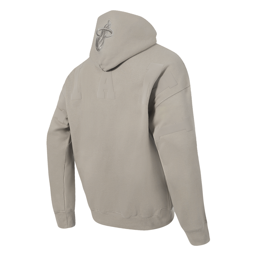 NBA MIAMI HEAT WINGSPAN MEN'S DROP SHOULDER FLEECE PULLOVER HOODIE (TAUPE)