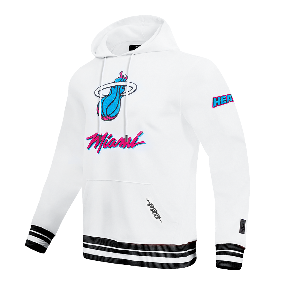 NBA MIAMI HEAT VICE CITY EDITION 24-25 MEN'S RIB FLEECE PULLOVER HOODIE (WHITE/BLACK)