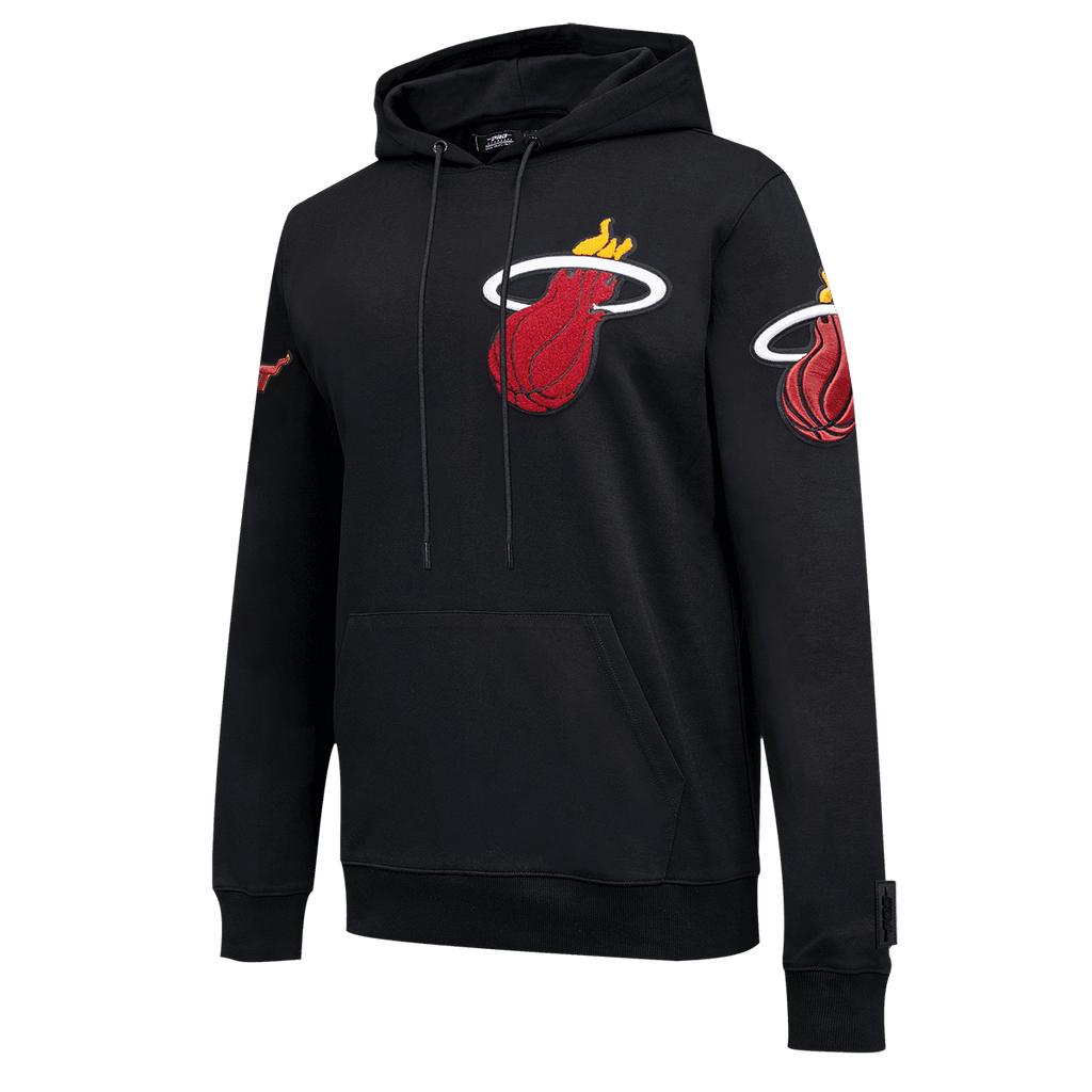 NBA MIAMI HEAT CLASSIC CHENILLE MEN'S PULLOVER HOODIE (BLACK)
