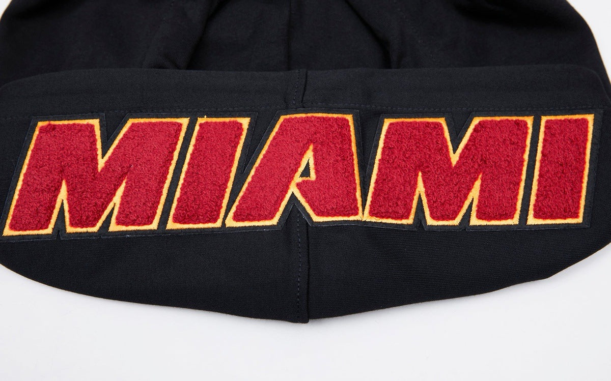 NBA MIAMI HEAT CLASSIC CHENILLE MEN'S PULLOVER HOODIE (BLACK)