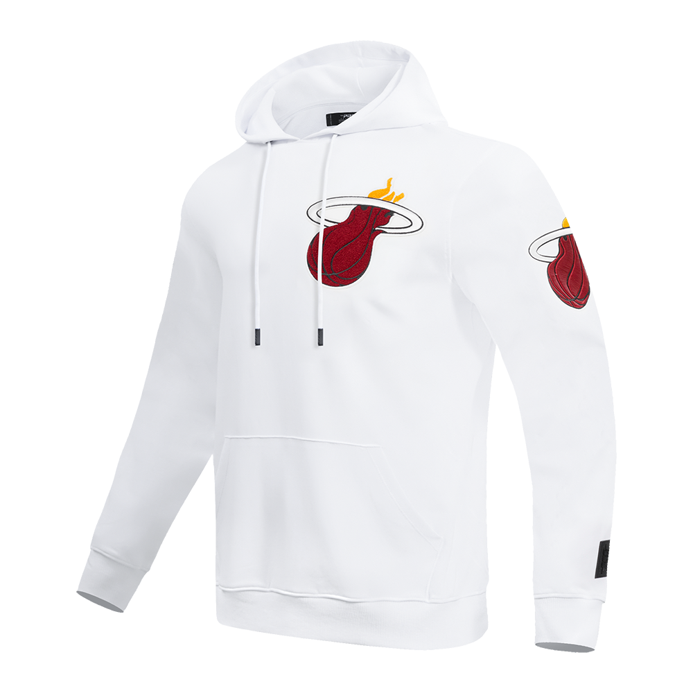 NBA MIAMI HEAT CLASSIC CHENILLE MEN'S PULLOVER HOODIE (WHITE)