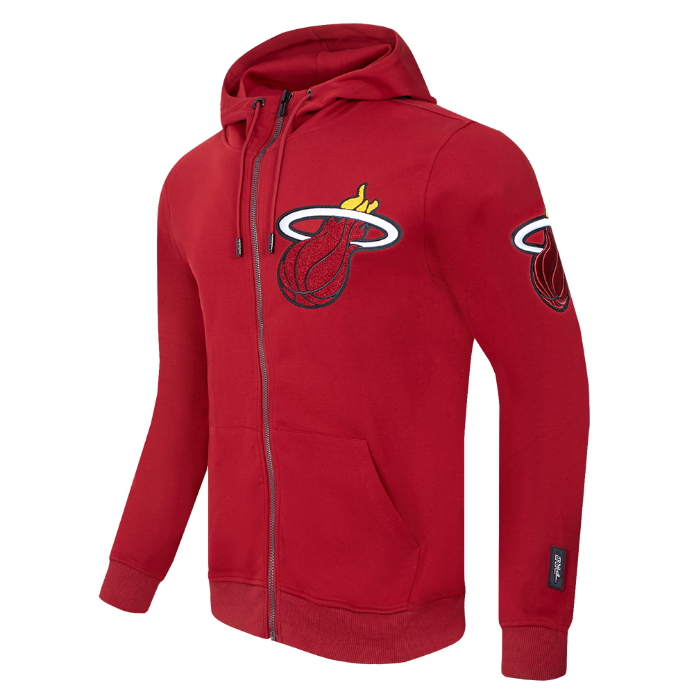 NBA MIAMI HEAT CLASSIC CHENILLE MEN'S FULL ZIP HOODIE  (CARDINAL RED)