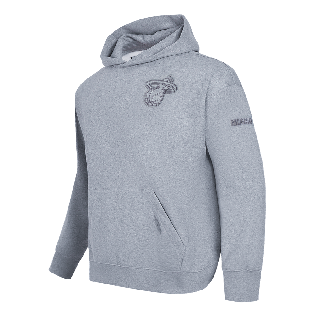 NBA MIAMI HEAT NEUTRAL MEN'S DROP SHOULDER PULLOVER HOODIE (DARK HEATHER GRAY)