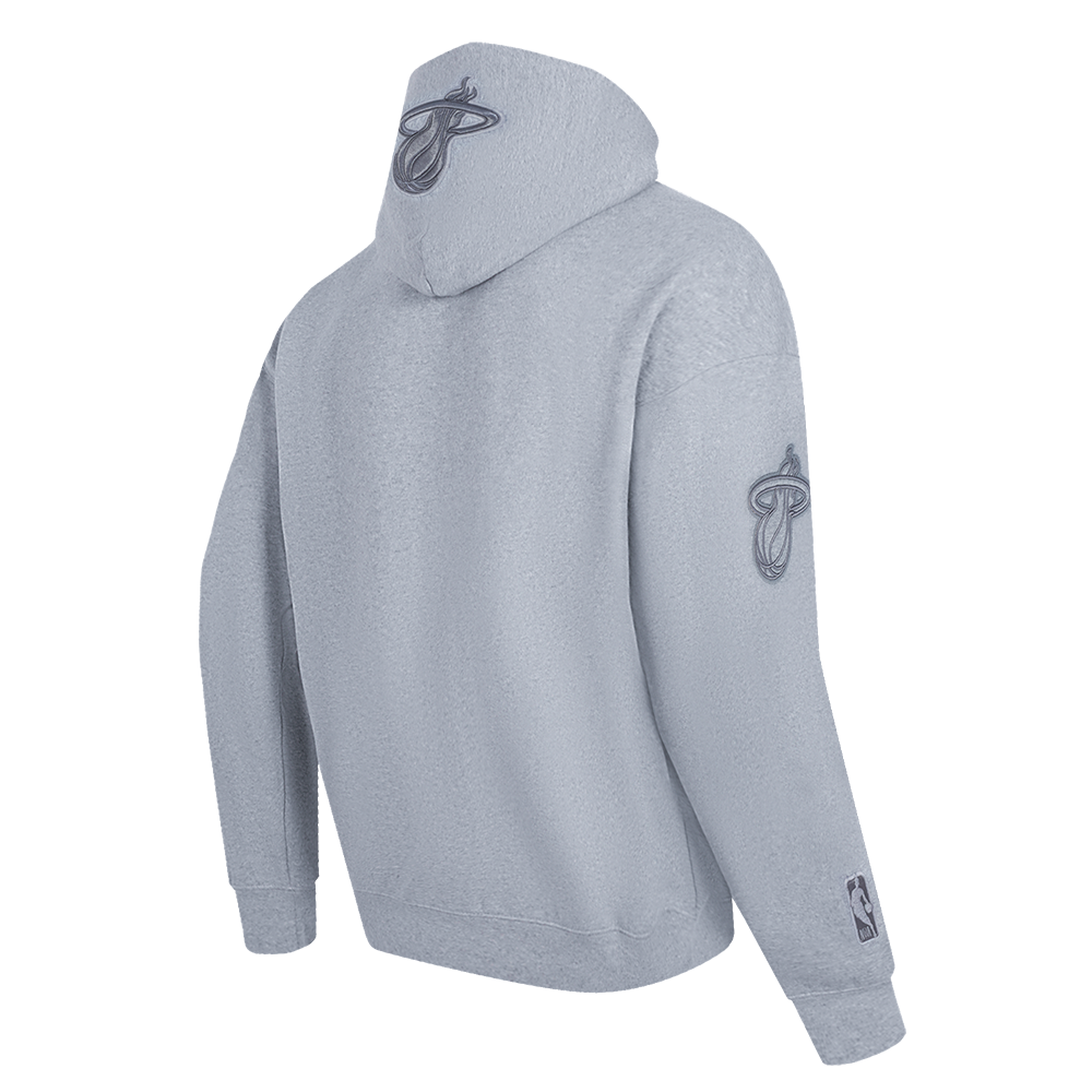 NBA MIAMI HEAT NEUTRAL MEN'S DROP SHOULDER PULLOVER HOODIE (DARK HEATHER GRAY)