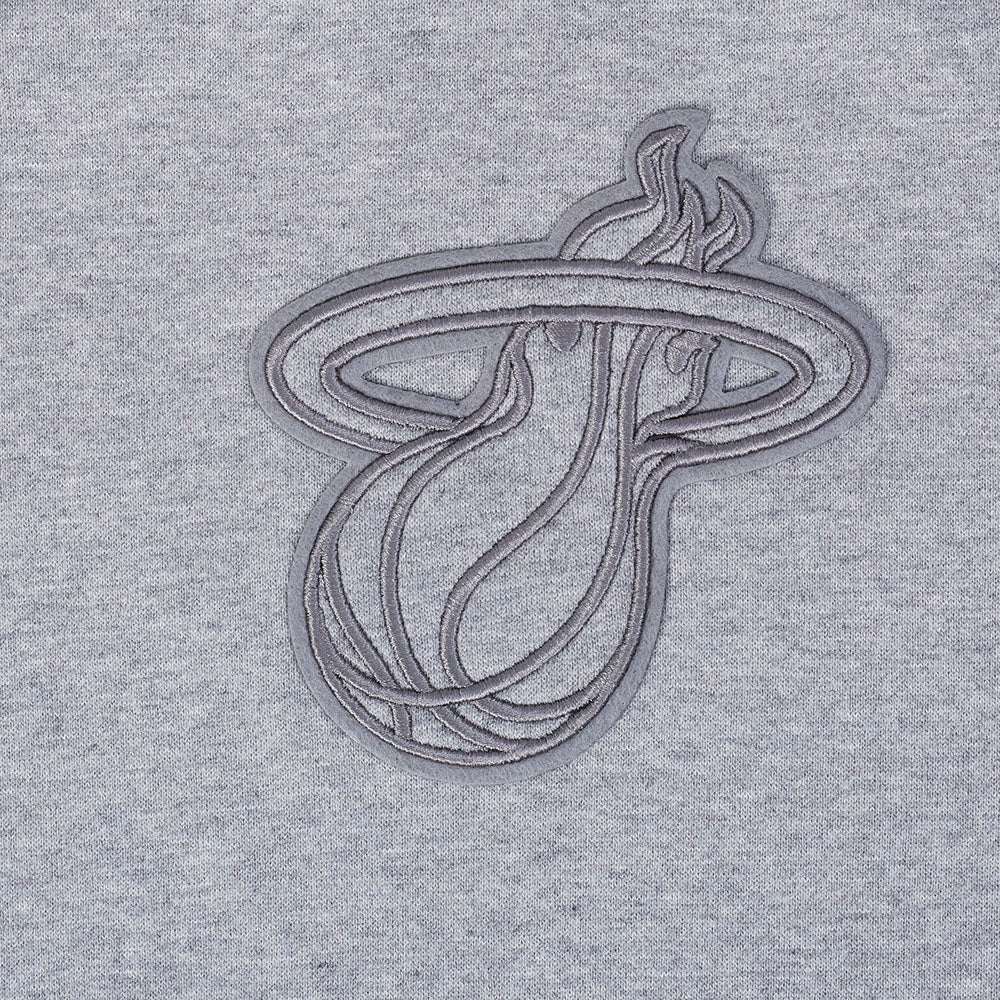 NBA MIAMI HEAT NEUTRAL MEN'S DROP SHOULDER PULLOVER HOODIE (DARK HEATHER GRAY)