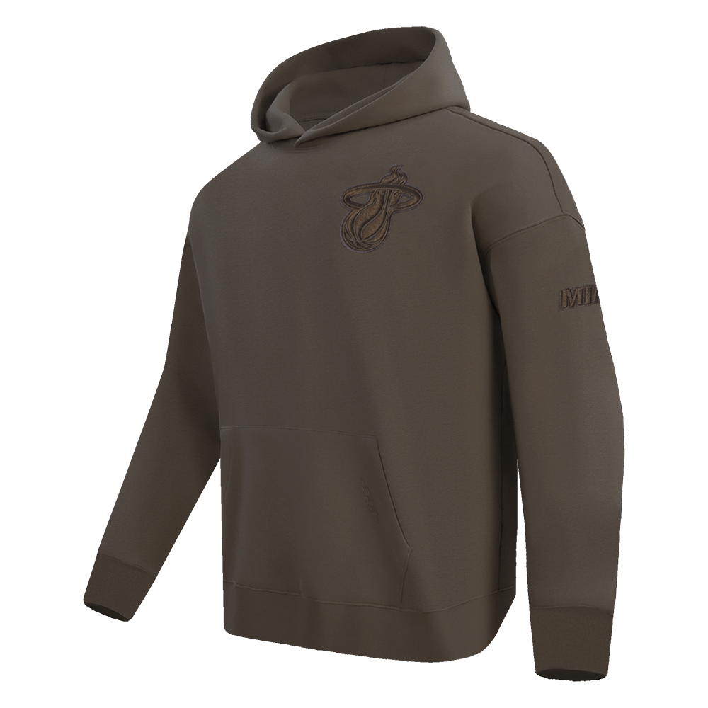 NBA MIAMI HEAT NEUTRAL MEN'S DROP SHOULDER PULLOVER HOODIE (DARK TAUPE)