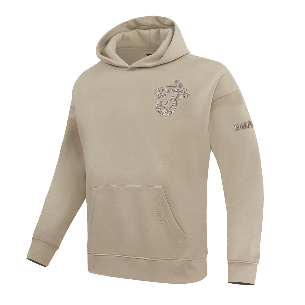 NBA MIAMI HEAT NEUTRAL DROP SHOULDER FLEECE PULLOVER HOODIE (TAUPE)