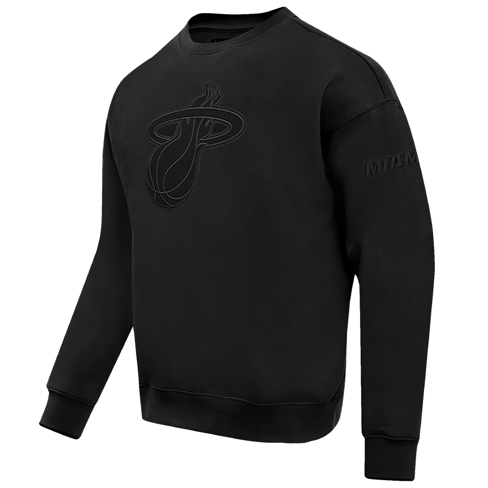 NBA MIAMI HEAT NEUTRAL DROP SHOULDER FLEECE CREWNECK (BLACK)
