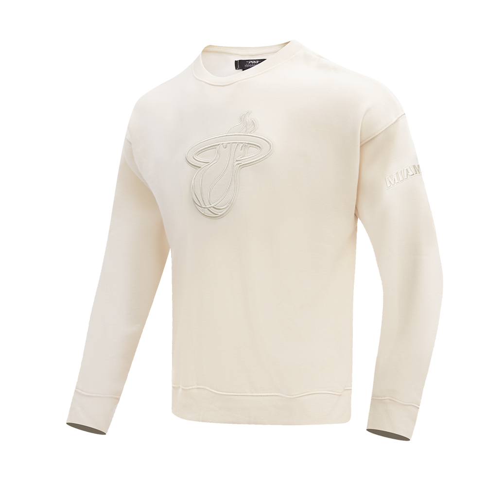 NBA MIAMI HEAT NEUTRAL DROP SHOULDER FLEECE CREWNECK (EGGSHELL)