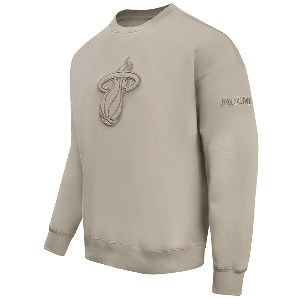 NBA MIAMI HEAT NEUTRAL DROP SHOULDER FLEECE CREWNECK (TAUPE)