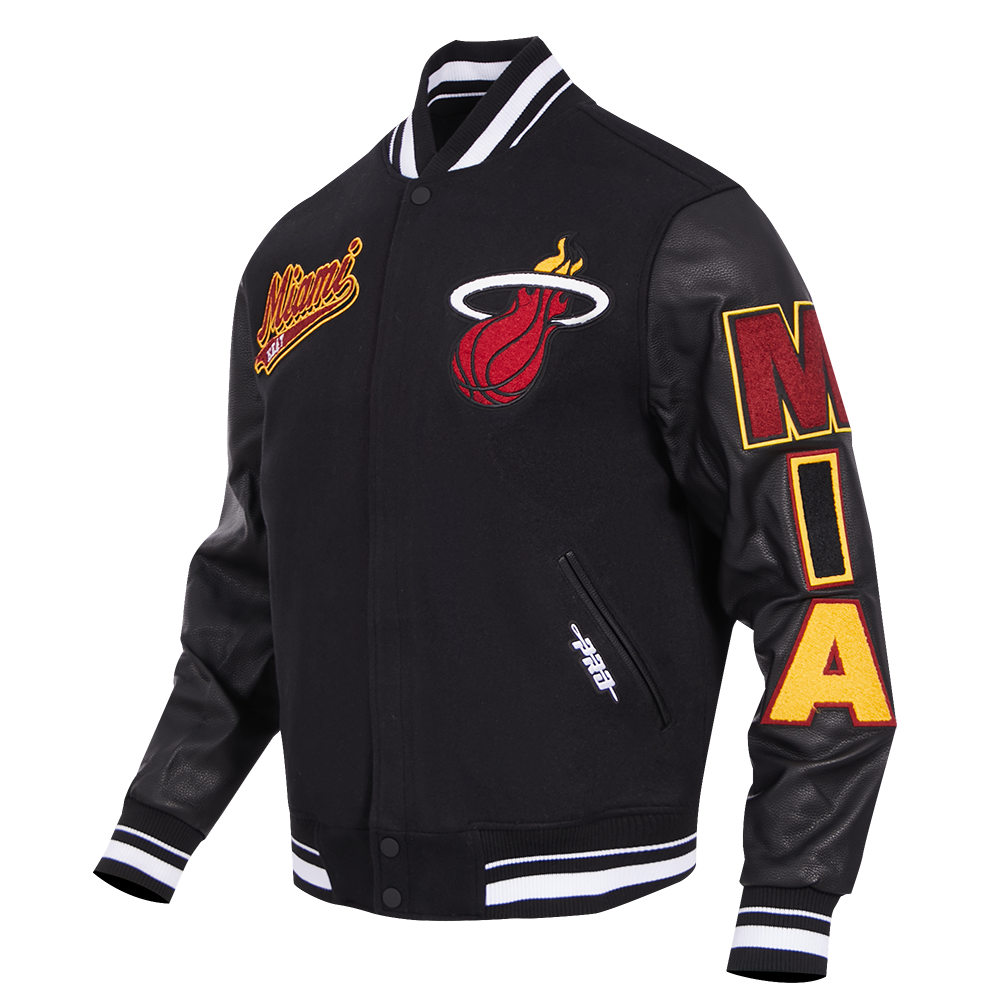 NBA MIAMI HEAT SCRIPT TAIL BLOUSON COLLÉGIAL POUR HOMME (NOIR)