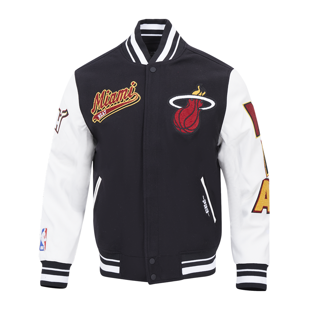 NBA MIAMI HEAT SCRIPT TAIL BLOUSON COLLÉGIAL POUR HOMME (NOIR/BLANC)