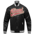 NBA MIAMI HEAT SCRIPT TAIL MEN'S SATIN JACKET (BLACK)
