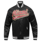 NBA MIAMI HEAT SCRIPT TAIL MEN'S SATIN JACKET (BLACK)