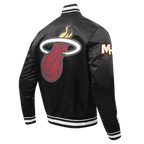 NBA MIAMI HEAT SCRIPT TAIL MEN'S SATIN JACKET (BLACK)