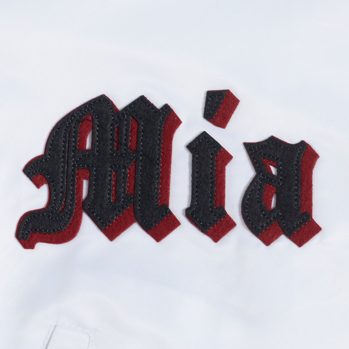 NBA MIAMI HEAT OLD ENGLISH MEN'S RIB SATIN JACKET (WHITE/BLACK)