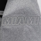 NBA MIAMI HEAT REVERSE FRENCH TERRY MEN'S CB WOOL VARSITY JACKET (BLACK/GRAY/EGGSHELL)