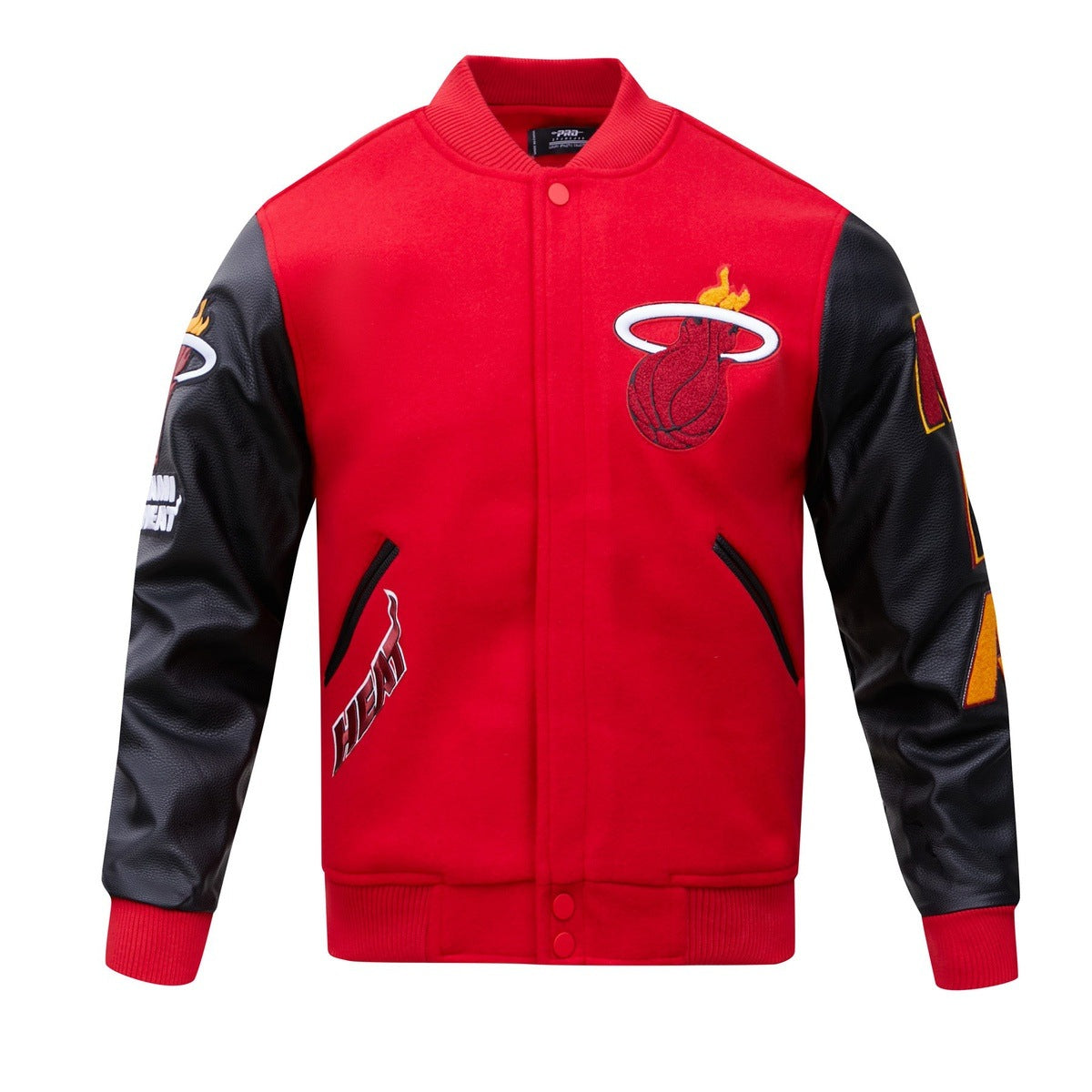 NBA MIAMI HEAT CLASSIC BLOUSON COLLÉGIAL EN LAINE POUR HOMME (ROUGE/NOIR)