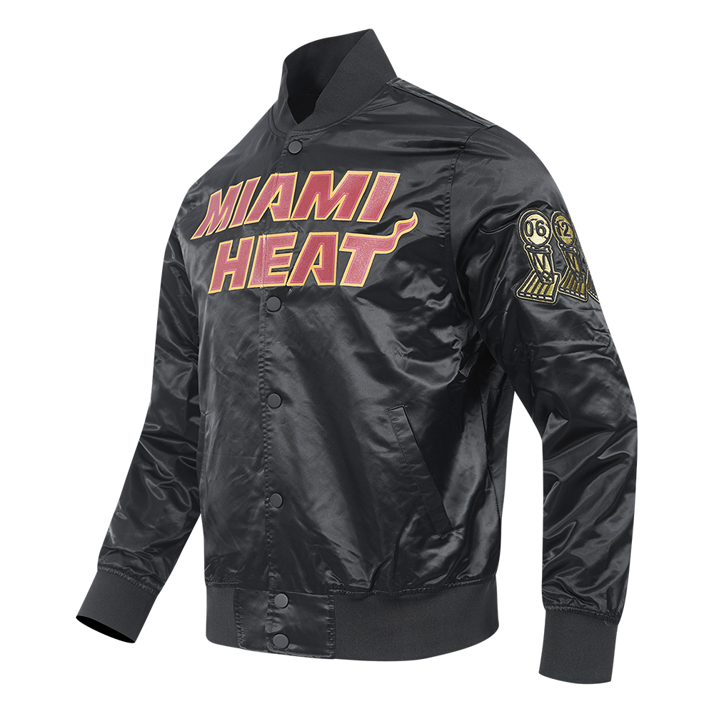 NBA MIAMI HEAT BIG LOGO MEN'S SATIN JACKET (BLACK)