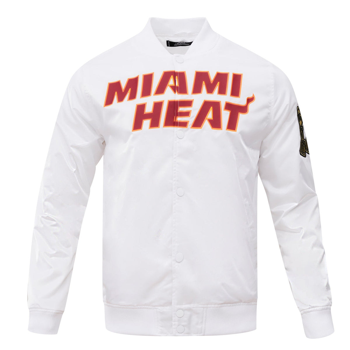 NBA MIAMI HEAT BLOUSON EN SATIN À GRAND LOGO POUR HOMME (BLANC)