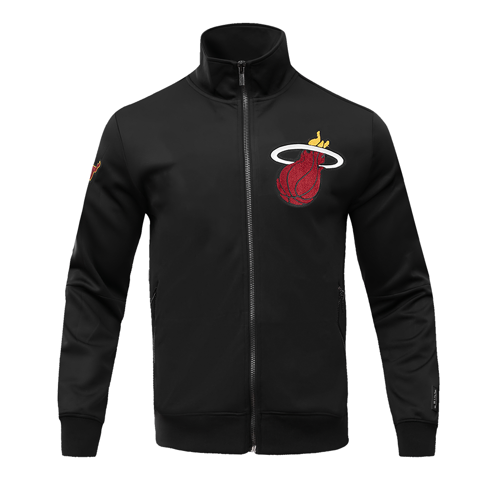NBA MIAMI HEAT CLASSIC VESTE D'ENTRAÎNEMENT EN MAILLE DOUBLE POUR HOMME (NOIR)