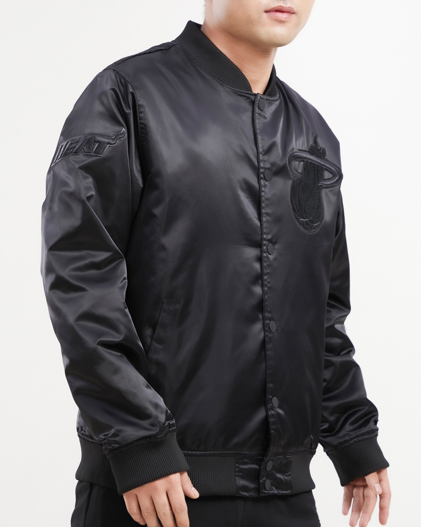 NBA MIAMI HEAT TRIPLE BLACK MEN'S SATIN JACKET (TRIPLE BLACK)