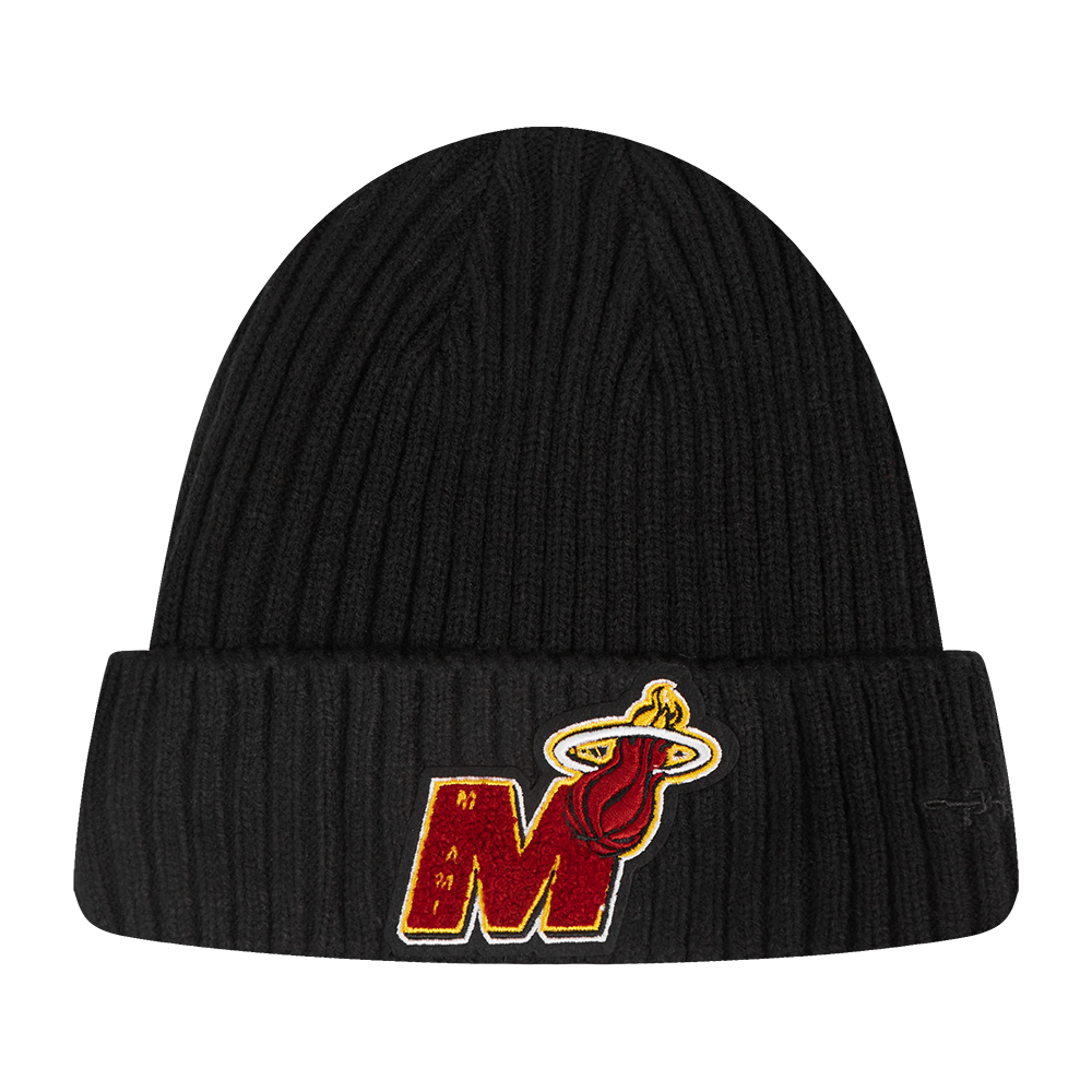NBA MIAMI HEAT MASH UP POLAR FLEECE LINED PRO BEANIE CUFFED\ (BLACK)