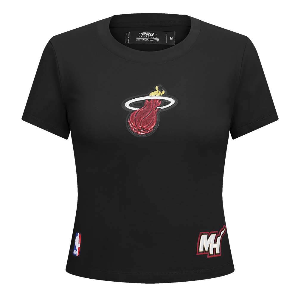 NBA MIAMI HEAT GAME DAY CLASSICS T-SHIRT BABY DOLL EN JERSEY SIMPLE POUR FEMME (NOIR)