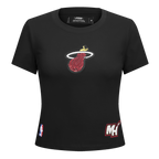 NBA MIAMI HEAT GAME DAY CLASSICS T-SHIRT BABY DOLL EN JERSEY SIMPLE POUR FEMME (NOIR)