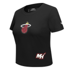 NBA MIAMI HEAT GAME DAY CLASSICS T-SHIRT BABY DOLL EN JERSEY SIMPLE POUR FEMME (NOIR)