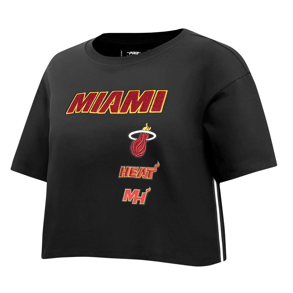 NBA MIAMI HEAT RETRO CLASSIC WOMEN'S BOXY TEE (BLACK)