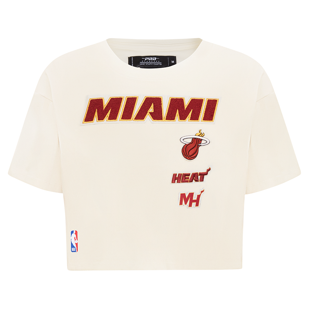 NBA MIAMI HEAT RETRO CLASSIC T-SHIRT À COUPE CARRÉE POUR FEMME (COQUILLE D'ŒUF)