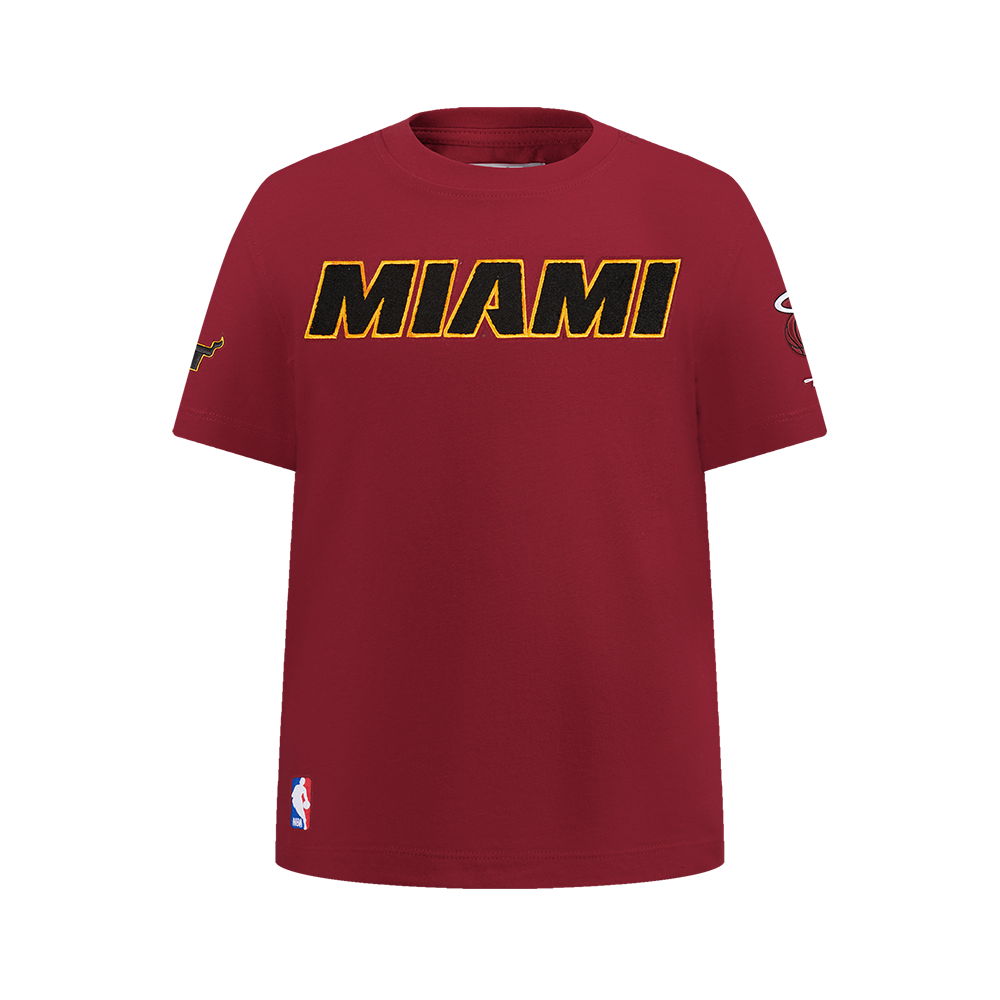 NBA MIAMI HEAT CLASSIC T-SHIRT EN JERSEY SIMPLE POUR GARÇON JUNIOR (ROUGE CARDINAL)