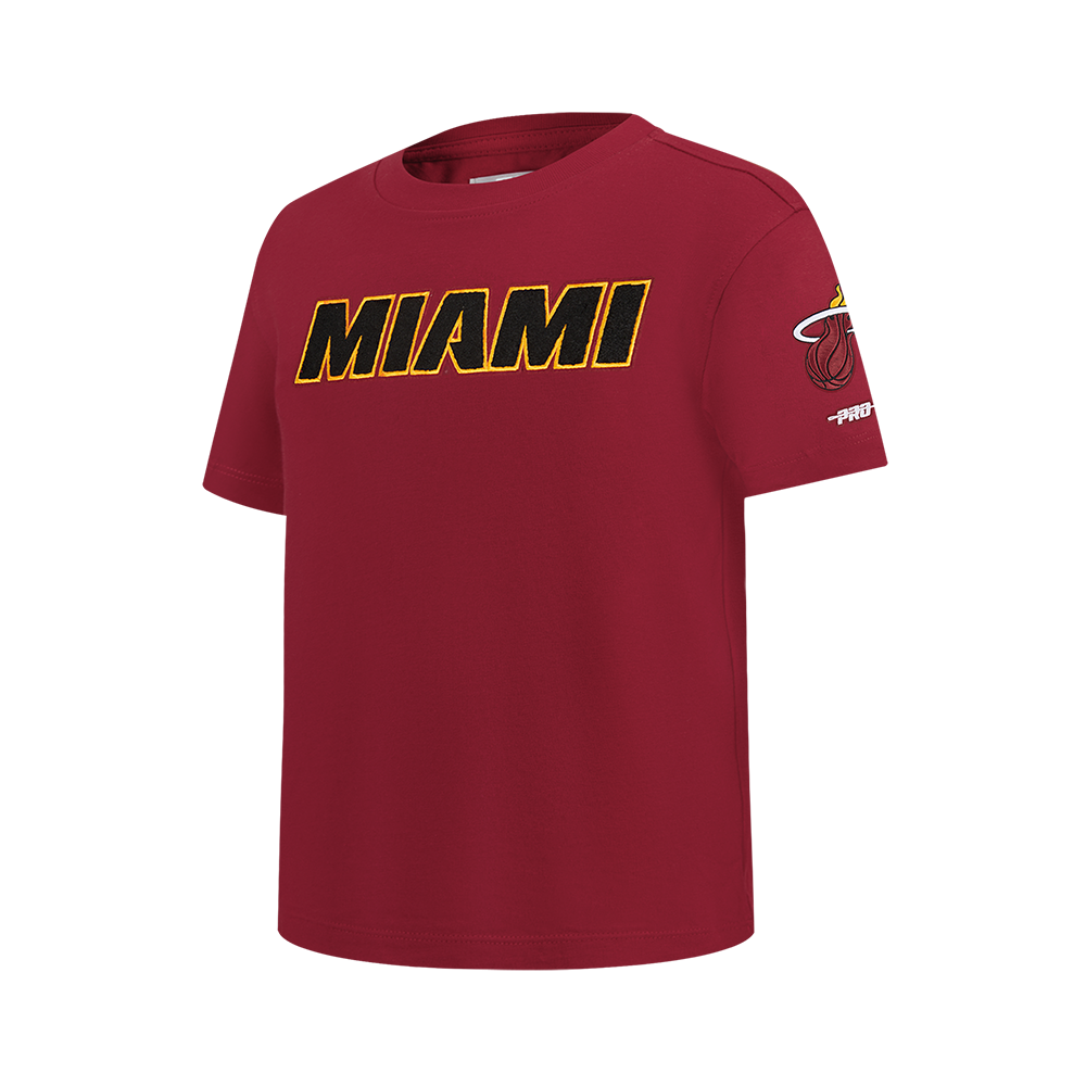 NBA MIAMI HEAT CLASSIC T-SHIRT EN JERSEY SIMPLE POUR GARÇON JUNIOR (ROUGE CARDINAL)