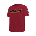 NBA MIAMI HEAT CLASSIC T-SHIRT EN JERSEY SIMPLE POUR GARÇON JUNIOR (ROUGE CARDINAL)