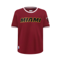 NBA MIAMI HEAT CLASSIC BIG BOY'S SS STRIPED RIB TEE (CARDINAL RED)