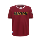 NBA MIAMI HEAT CLASSIC BIG BOY'S SS STRIPED RIB TEE (CARDINAL RED)