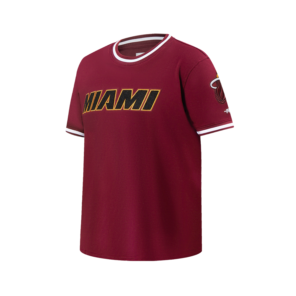 NBA MIAMI HEAT CLASSIC BIG BOY'S SS STRIPED RIB TEE (CARDINAL RED)