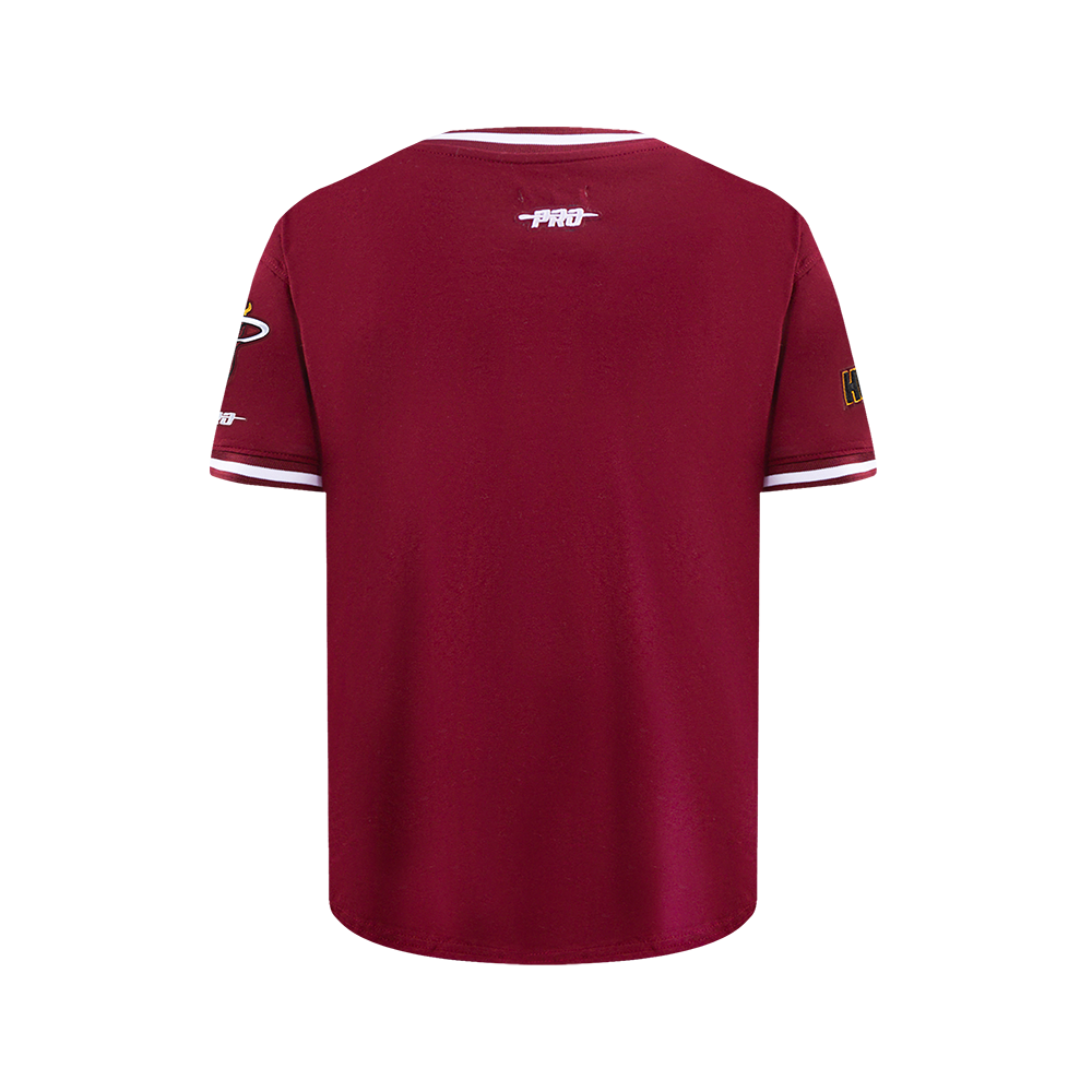 NBA MIAMI HEAT CLASSIC BIG BOY'S SS STRIPED RIB TEE (CARDINAL RED)