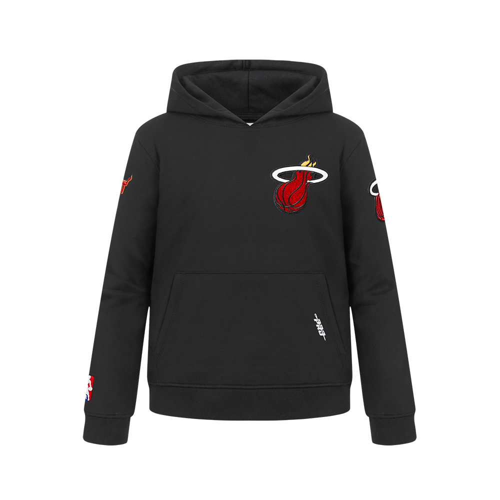 NBA MIAMI HEAT CLASSIC BIG BOY'S FLEECE PULLOVER HOODIE (BLACK)