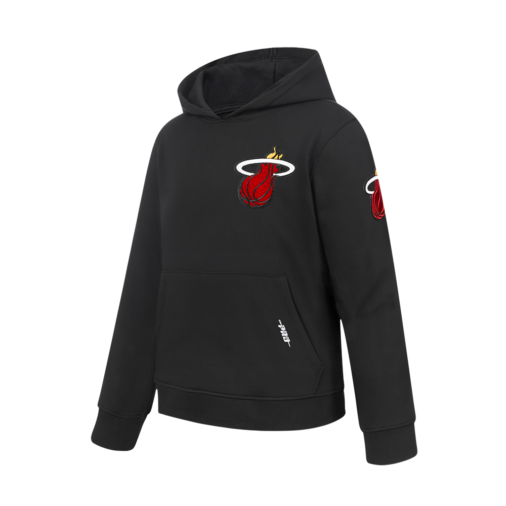 NBA MIAMI HEAT CLASSIC BIG BOY'S FLEECE PULLOVER HOODIE (BLACK)
