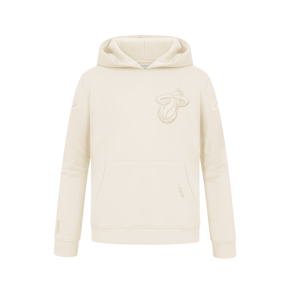 NBA MIAMI HEAT NEUTRAL BIG BOY'S FLEECE PULLOVER HOODIE (EGGSHELL)