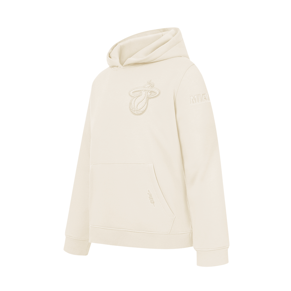 NBA MIAMI HEAT NEUTRAL BIG BOY'S FLEECE PULLOVER HOODIE (EGGSHELL)