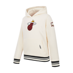 NBA MIAMI HEAT RETRO CLASSIC CHANDAIL À CAPUCHON EN MOLLETON CÔTELÉ POUR GARÇON JUNIOR (COQUILLE D'ŒUF/NOIR)