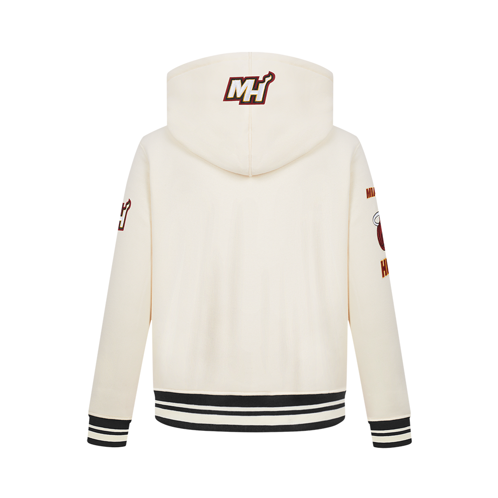 NBA MIAMI HEAT RETRO CLASSIC CHANDAIL À CAPUCHON EN MOLLETON CÔTELÉ POUR GARÇON JUNIOR (COQUILLE D'ŒUF/NOIR)