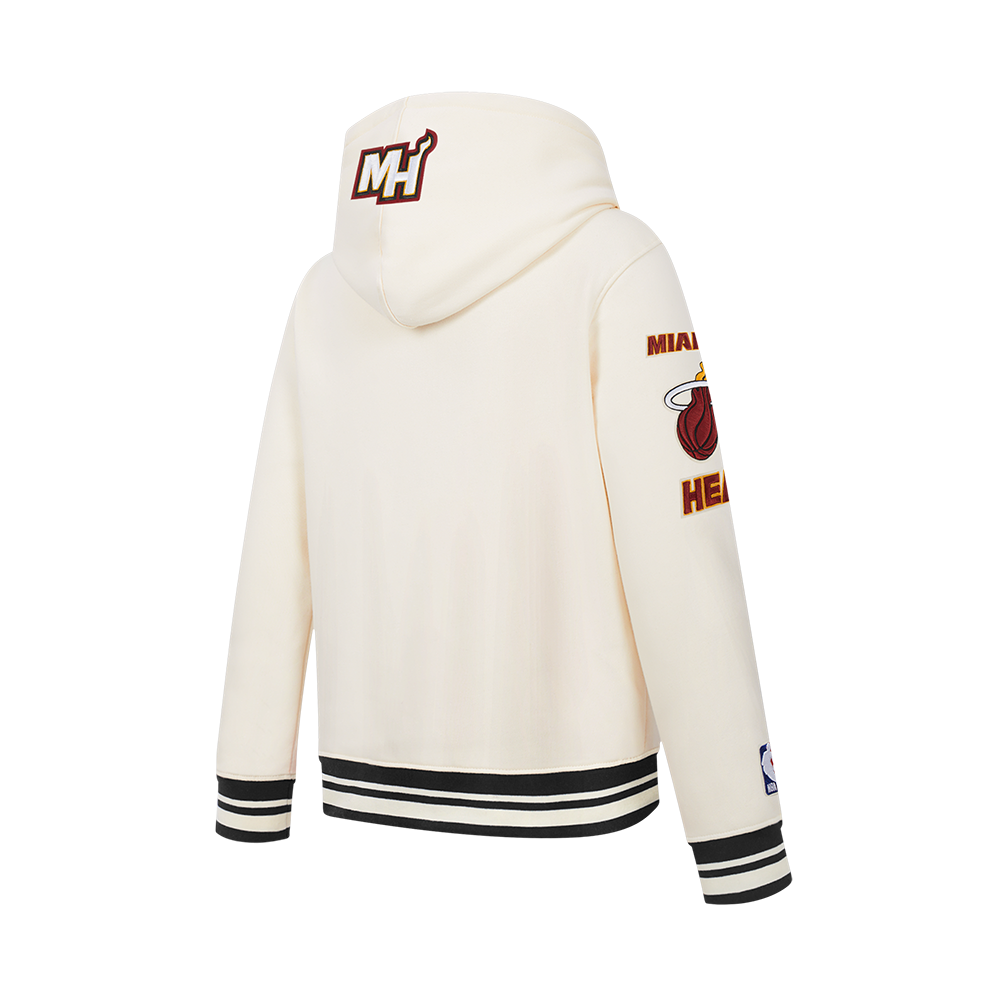 NBA MIAMI HEAT RETRO CLASSIC CHANDAIL À CAPUCHON EN MOLLETON CÔTELÉ POUR GARÇON JUNIOR (COQUILLE D'ŒUF/NOIR)