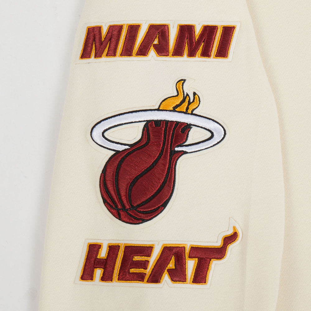 NBA MIAMI HEAT RETRO CLASSIC CHANDAIL À CAPUCHON EN MOLLETON CÔTELÉ POUR GARÇON JUNIOR (COQUILLE D'ŒUF/NOIR)