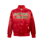 NBA MIAMI HEAT CLASSIC BLOUSON EN SATIN POUR GARÇON JUNIOR (ROUGE CARDINAL)